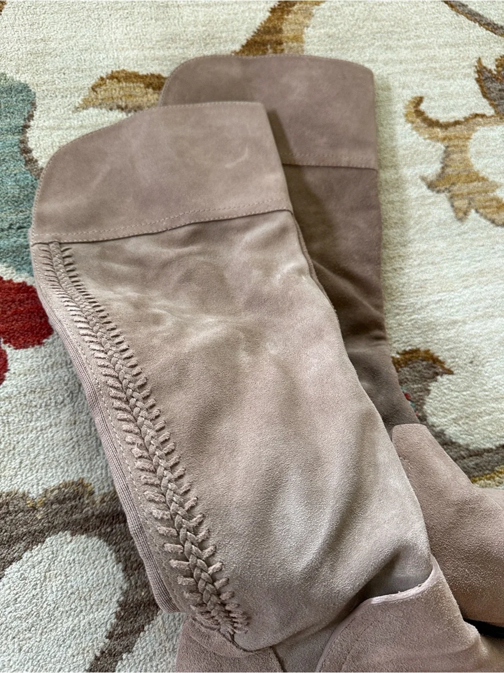 Vince Camuto Women's Over-the-Knee Suede Block Heel Boot - Beige
